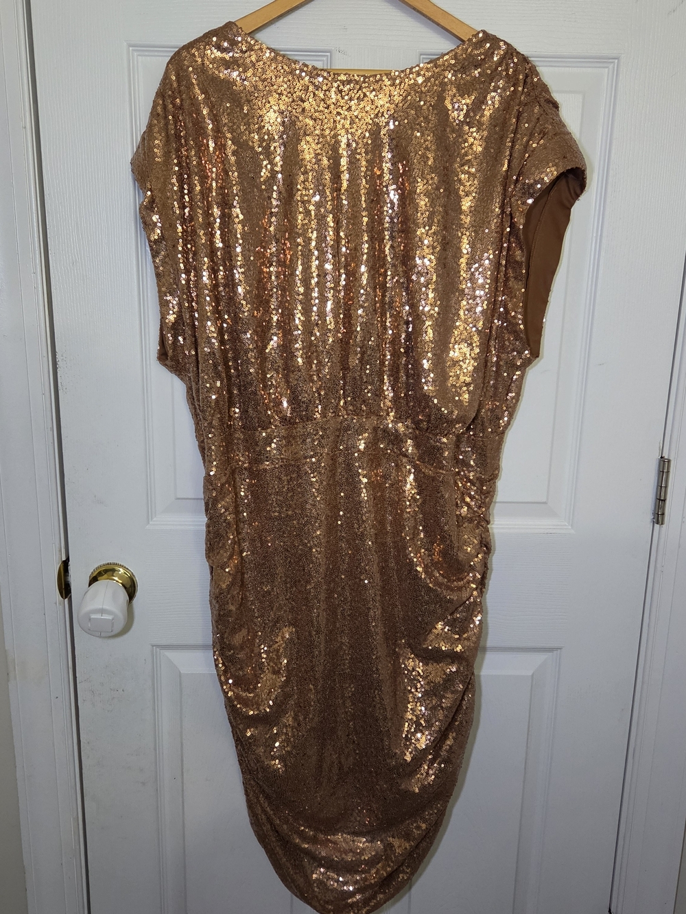 Fashion Nova Rose Gold Sequin Midi Dress 3X